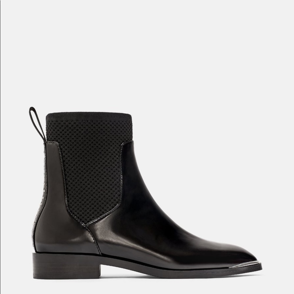 ZARA CHELSEA SOCK STYLE ANKLE BOOTS WITH STUDS